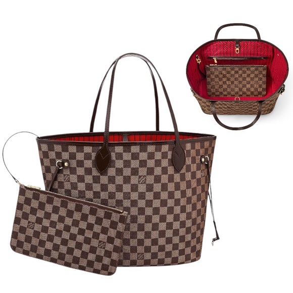 Louis Vuitton LV Damier Ebene N40599 Neverfull MM In GREAT Condition Cherry Red - Picture 1 of 16